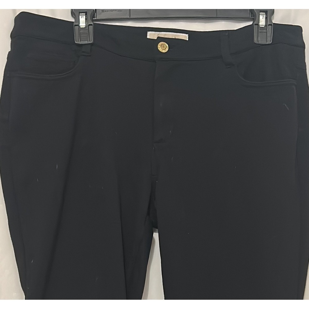 Michael Kors Black Stretch Pants with Gold Button